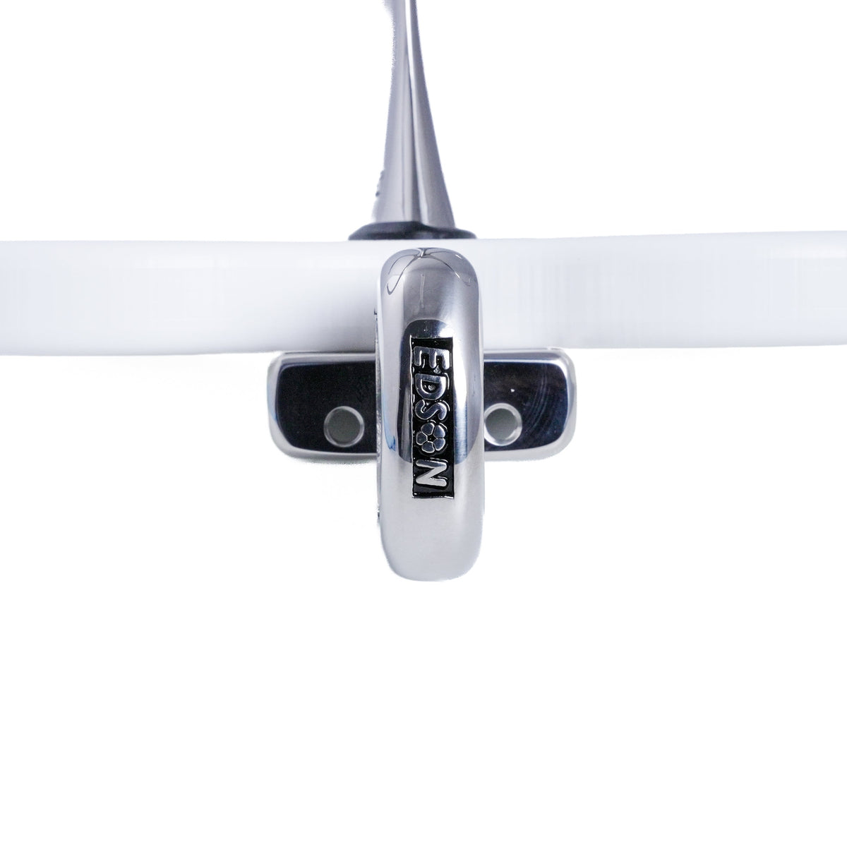 Double Clamp-On Stainless Steel Drink Holder White Poly Base