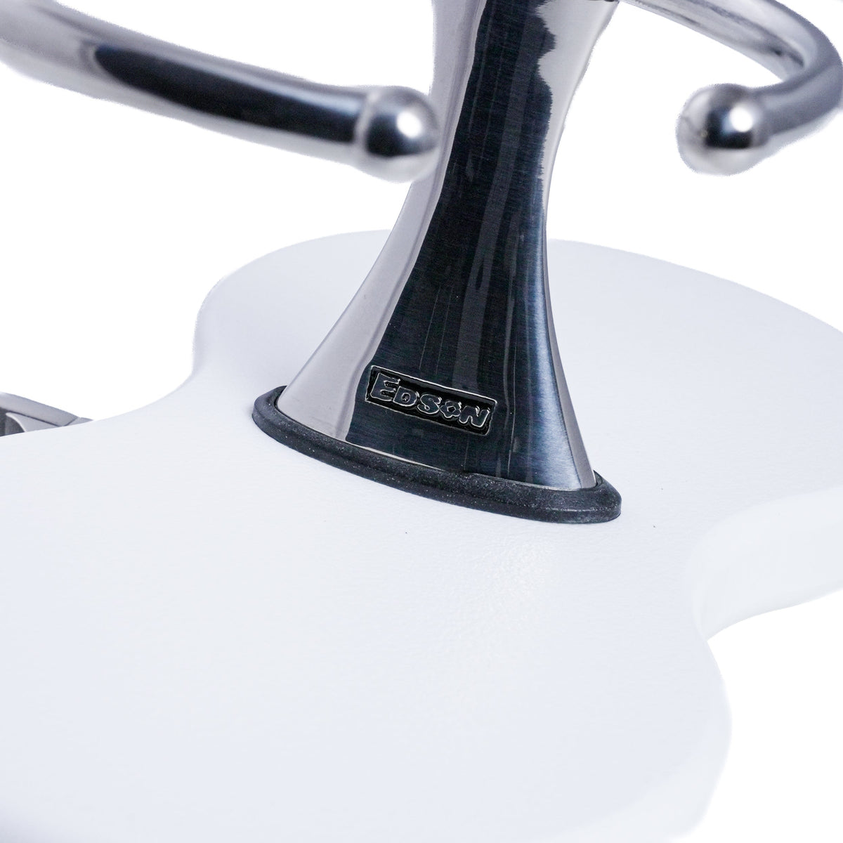 Double Clamp-On Stainless Steel Drink Holder White Poly Base