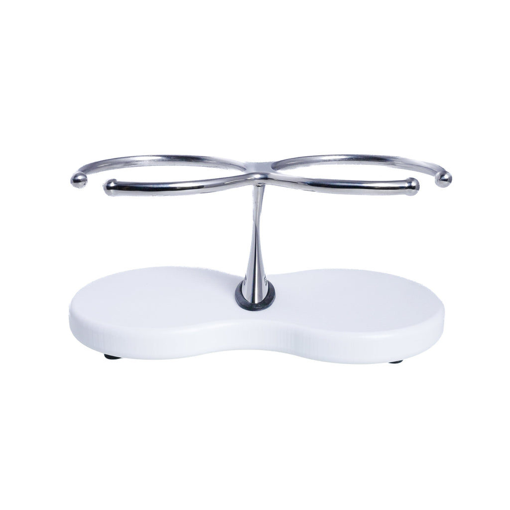 Drink Holder, Double, Stainless with White Poly Base