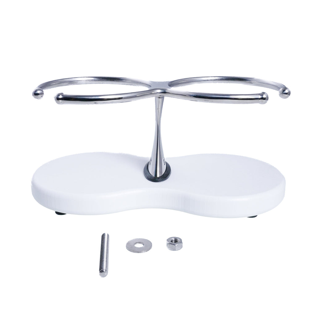 Drink Holder, Double, Stainless with White Poly Base