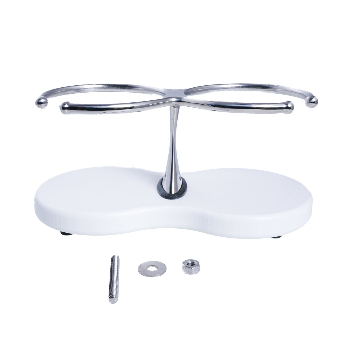 Drink Holder, Double, Stainless with White Poly Base