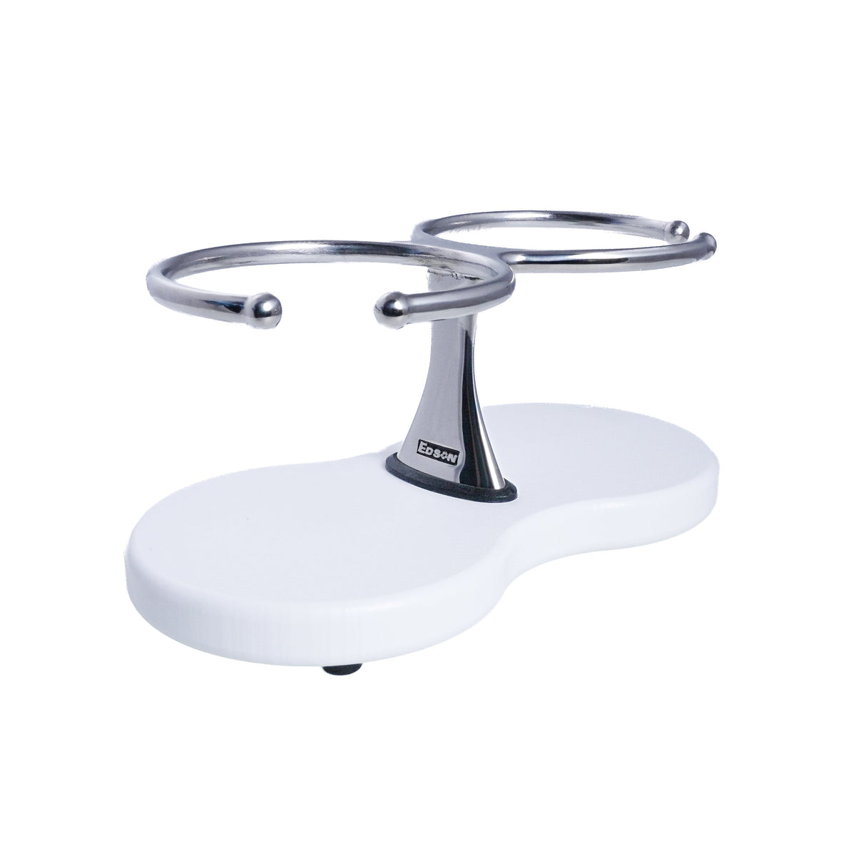Drink Holder, Double, Stainless with White Poly Base