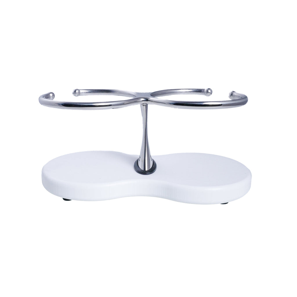 Drink Holder, Double, Stainless with White Poly Base