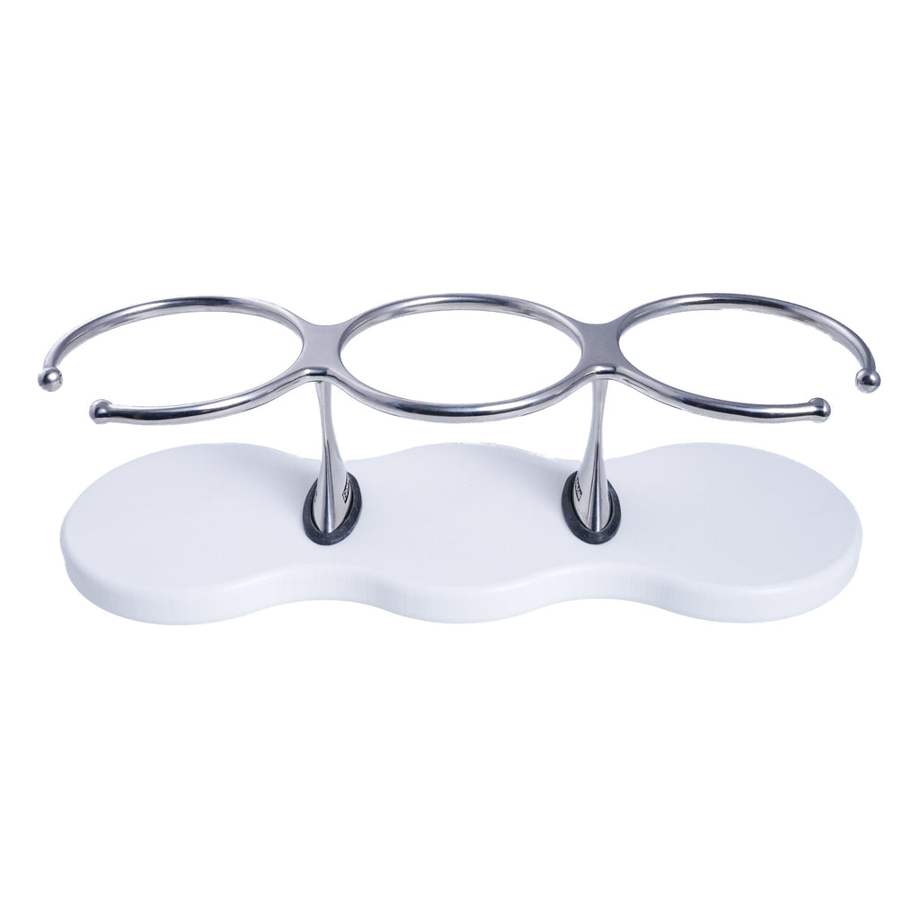 Drink Holder, Triple, Stainless with White Poly Base
