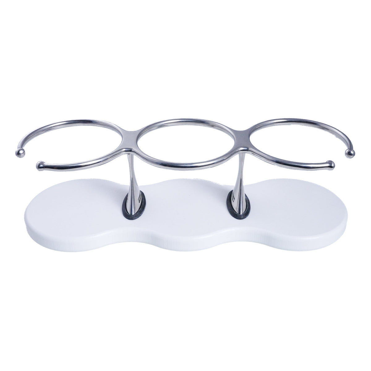 Drink Holder, Triple, Stainless with White Poly Base