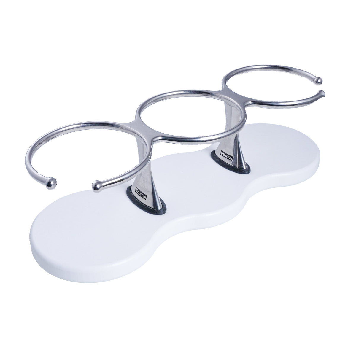 Drink Holder, Triple, Stainless with White Poly Base