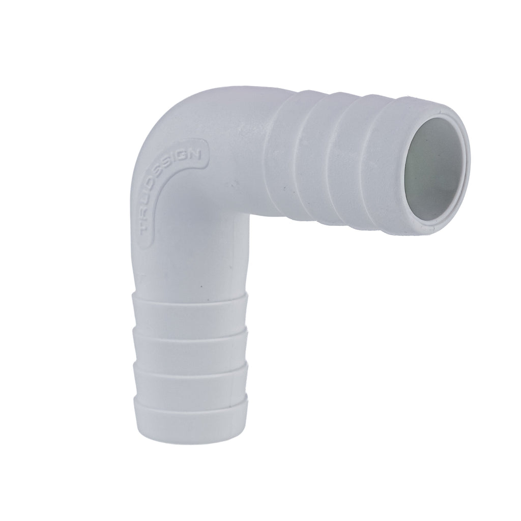 Hose Barb 90deg Elbow Adapter 1" (25.4mm), White