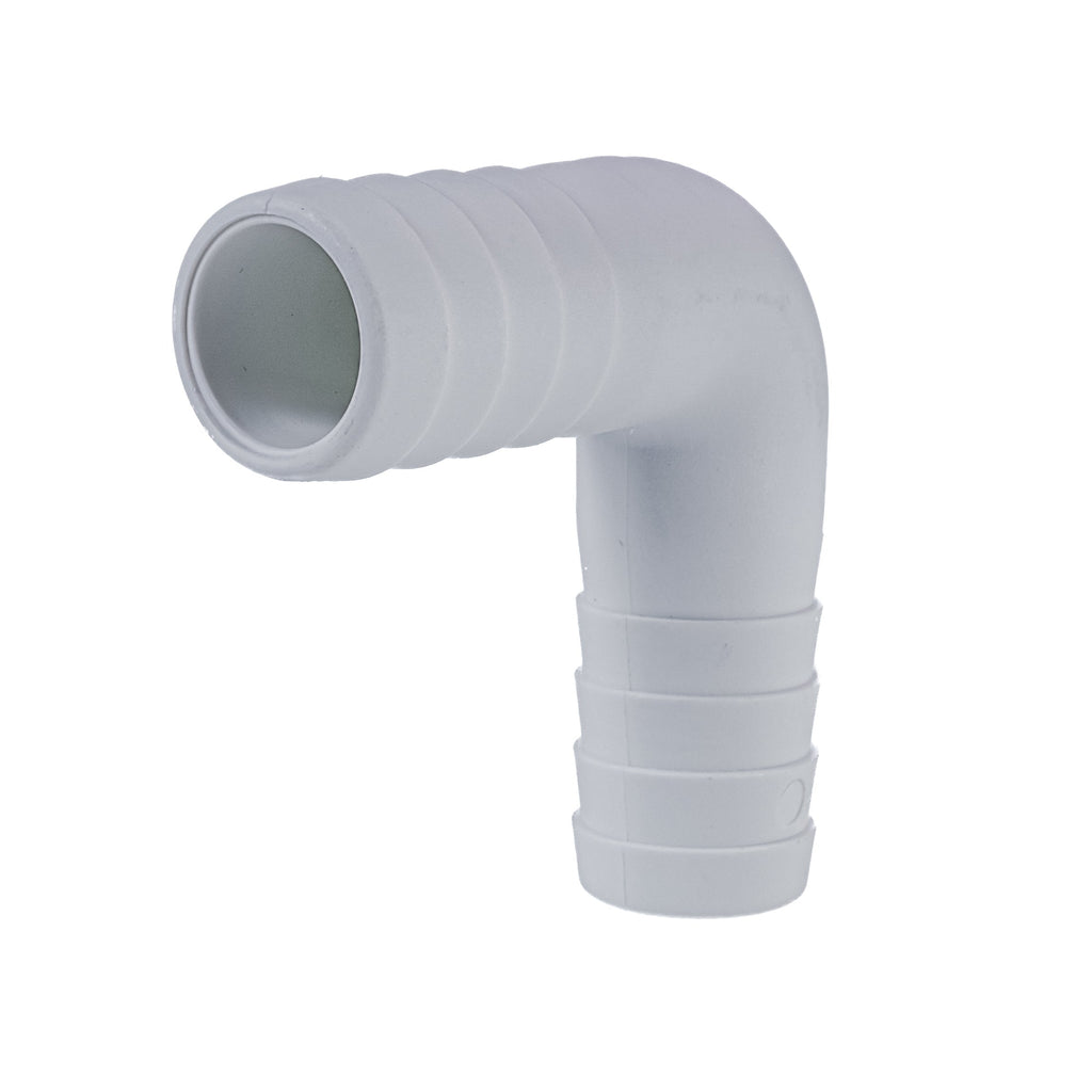 Hose Barb 90deg Elbow Adapter 1" (25.4mm), White