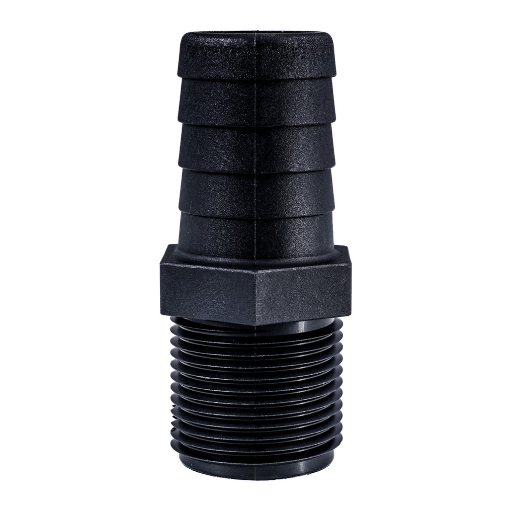 Hose Barb Unequal 1.125" x 1" (28.6mm x 25.4mm) NPS Long Male Thread, Black