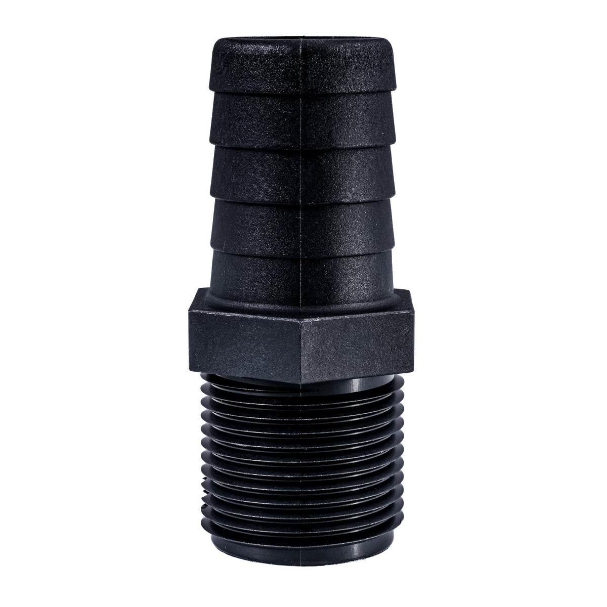 Hose Barb Unequal 1.125" x 1" (28.6mm x 25.4mm) NPS Long Male Thread, Black