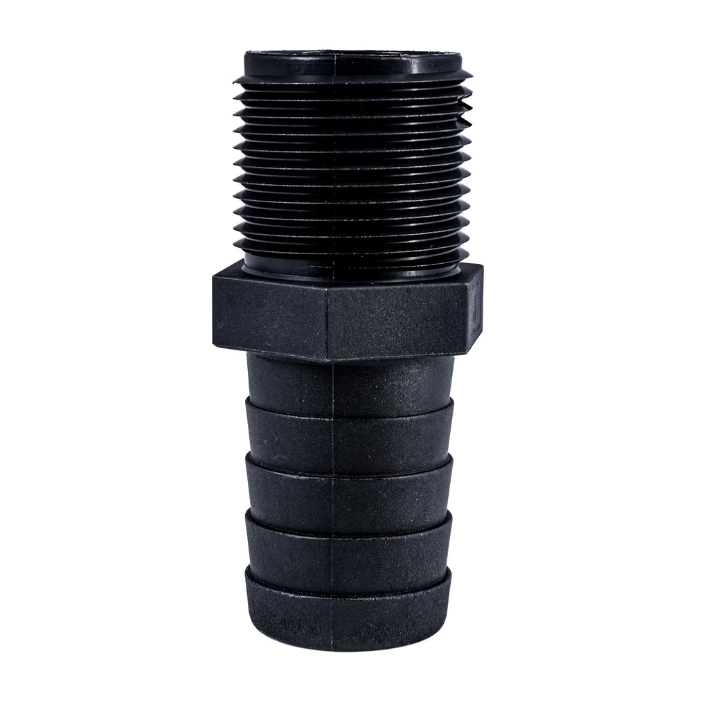 Hose Barb Unequal 1.125" x 1" (28.6mm x 25.4mm) NPS Long Male Thread, Black