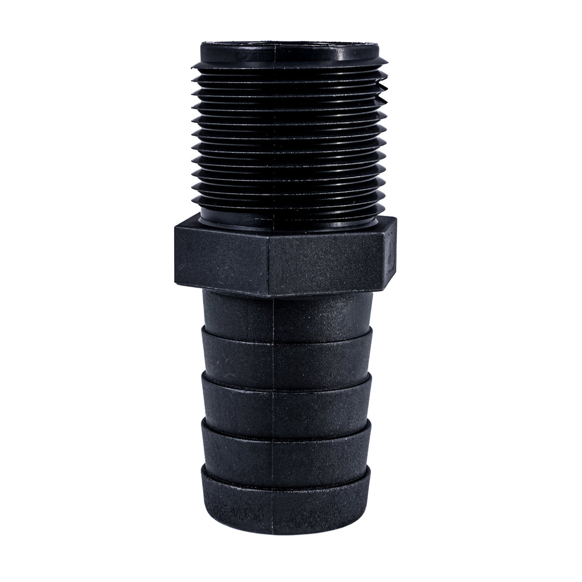 Hose Barb Unequal 1.125" x 1" (28.6mm x 25.4mm) NPS Long Male Thread, Black