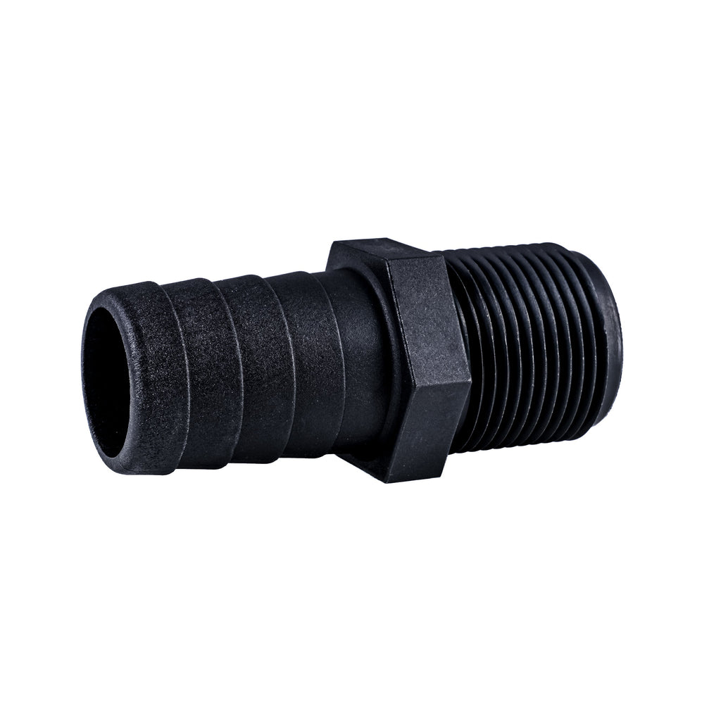 Hose Barb Unequal 1.125" x 1" (28.6mm x 25.4mm) NPS Long Male Thread, Black