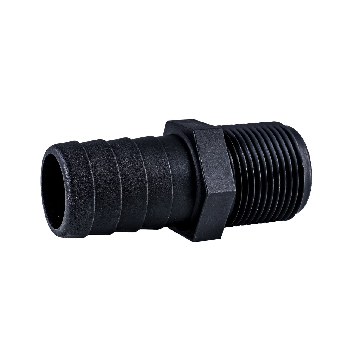 Hose Barb Unequal 1.125" x 1" (28.6mm x 25.4mm) NPS Long Male Thread, Black