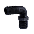 Hose Barb 90deg 1" x 1" (25.4mm x 25.4mm) NPS Long Thread, Black