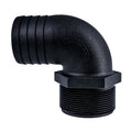 Hose Barb 90deg 2" x 2" (50.8mm x 50.8mm) NPS Long Thread, Black