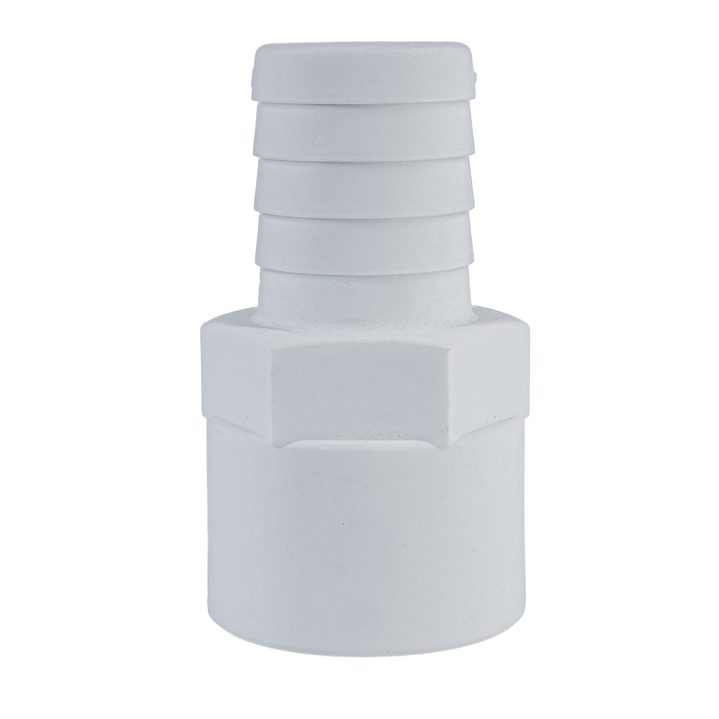 Hose Barb 1.25" x 1.25" (31.8mm x 31.8mm) NPS Female Thread, White