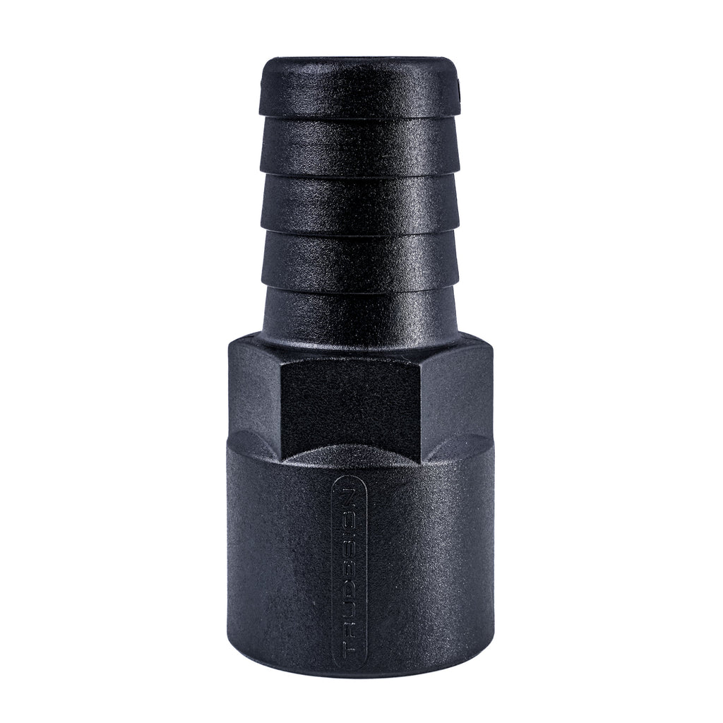Quality Hose Barb Unequal 1.125" x 1" (28.6mm x 25.4mm) NPS Female Thread, Black