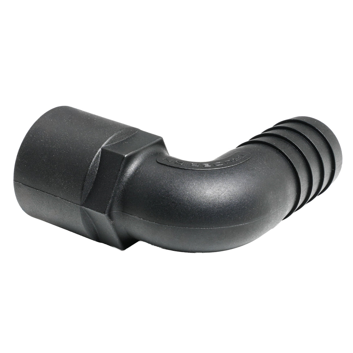 Hose Barb 90deg Unequal 1.125" x 1" (28.6mm x 25.4mm) NPS Female Thread, Black