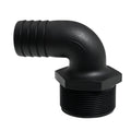 Hose Barb 90deg Unequal 1.5" x 2" (38.1mm x 50.8mm) NPS Long Thread, Black