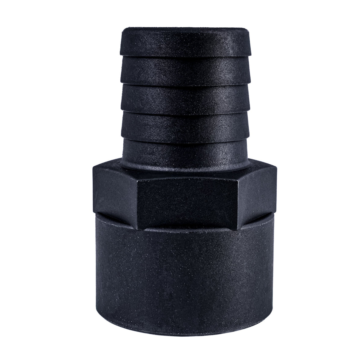 Hose Barb 1.5" x 1.5" (38.1mm x 38.1mm) NPS Female Thread, Black