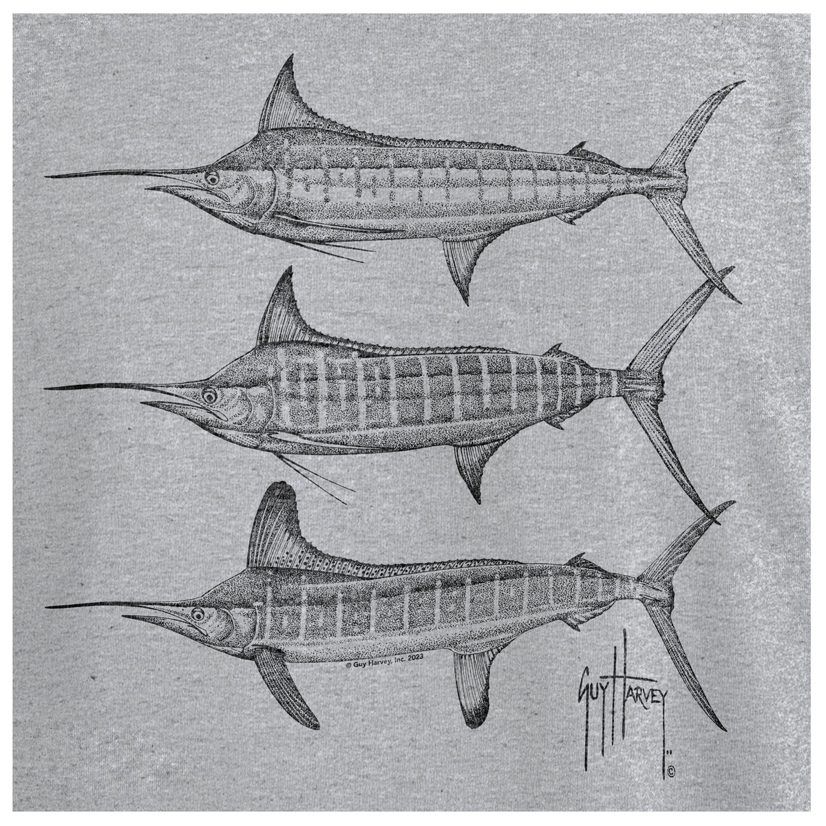 Guy Harvey Threadcycled Tee - Stipple Bills — LIGHT GREY HEATHER (official product shot)