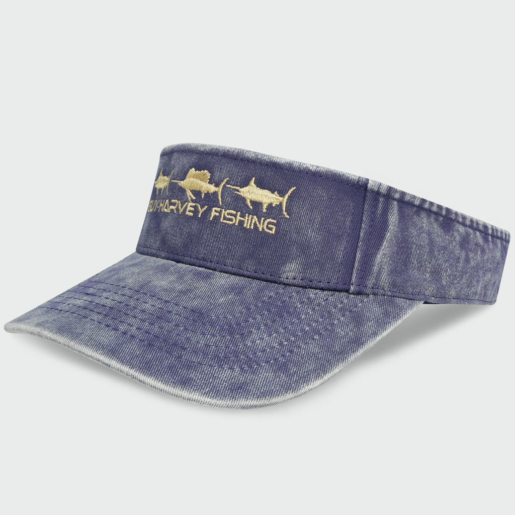 Guy Harvey Washed Embroidered Billfish Visor — STONE (official product shot)