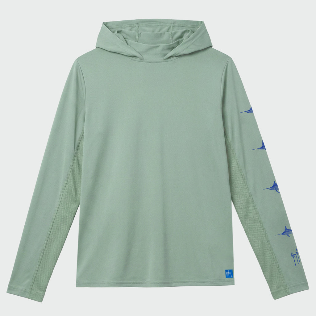 Guy Harvey Women's Marlin Air Sun Protection Hood - Blue Surf — BLUE SURF (official product shot)