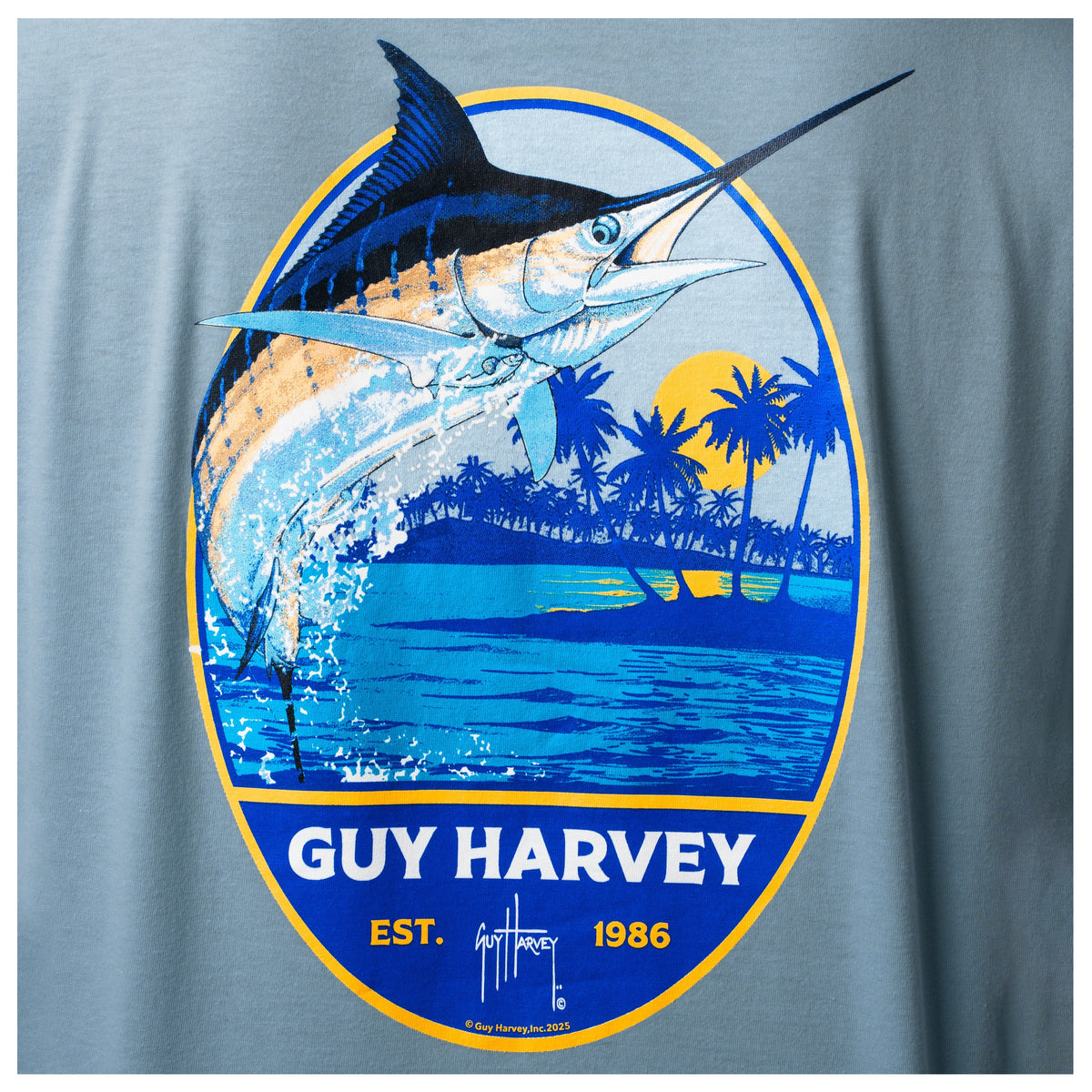 Guy Harvey Lightweight Long Sleeve Tee - Blue Hawaiian — BRIGHT WHITE (official product shot)